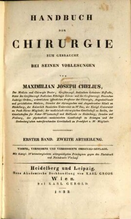 Handbuch der Chirurgie : zum Gebrauche bei seinen Vorlesungen, 1. Bd., 2. Abth.