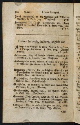 314-317, Livres francois, italiens, anglois & c.