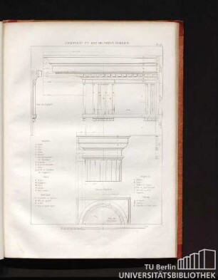 Chapiteau et entablement dorique. Pl. 13.