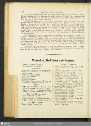 Behördenverzeichnis : Behörden, Anstalten und Vereine