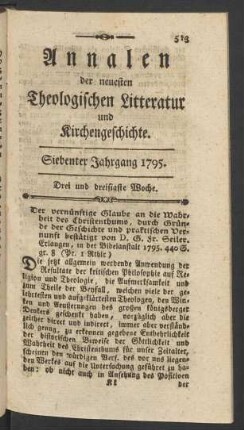 Drei und dreißigste Woche