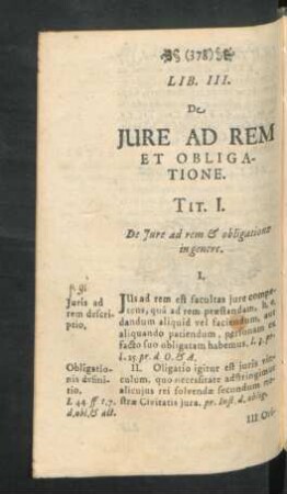 Tit. I. De Iure ad rem & obligatione in genere