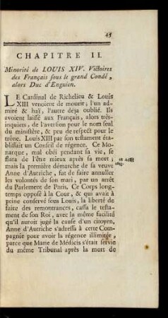 Chapitre II. Minorité de Louis XIV. Victoires des Francais sous le grand Condé, alors Duc d'Enguien