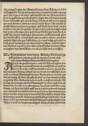 Wie Fortunatus von dem Künig Soldan zu gast geladen/ und im groß ehr erpotten ward/ ...