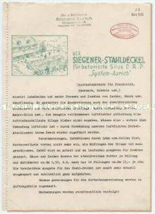 Der Siegener Stahldeckel für betonierte Silos "System Aurich"