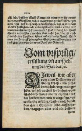 Vom ursprung/ erfüllung und auffhebung des Sabbaths.