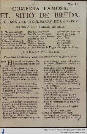 El sitio de Breda : comedia famosa