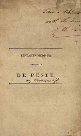 Tentamen medicum inaugurale, de peste : quod, annuente summo numine