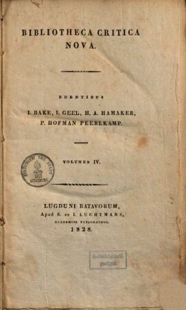 Bibliotheca critica nova, 4
