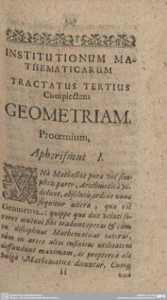 INSTITUTIONUM MATHEMATICARUM. Tractatus TERTIUS Compectens GEOMETRIAM.