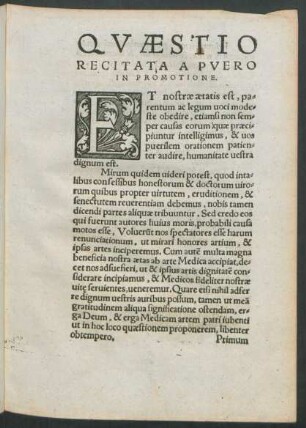 Quaestio Recitata A Puero In Promotione.