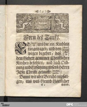 [Form Der Heiligen Tauffe, und des Heiligen Abendmahls]