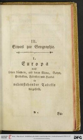 III. Etwas zur Geographie