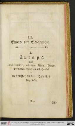 III. Etwas zur Geographie
