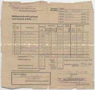 Ausgefülltes Formular über die Ablieferung von Bargeld im Rahmen der Währungsreform 1948