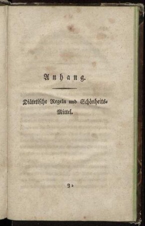 Anhang Diätetische Regeln und Schönheitsmittel.