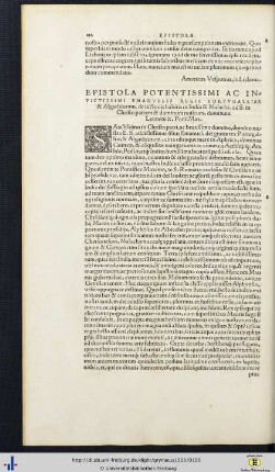 Epistola Emanuelis regis Portugalliae ad Leonem X. Pont. Max. de victoriis habitis in India et Malacha etc.
