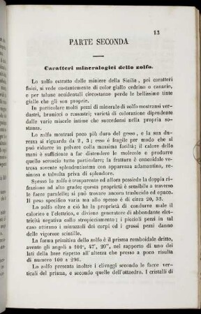 Parte Seconda Caratteri mineralogici dello zolfo.