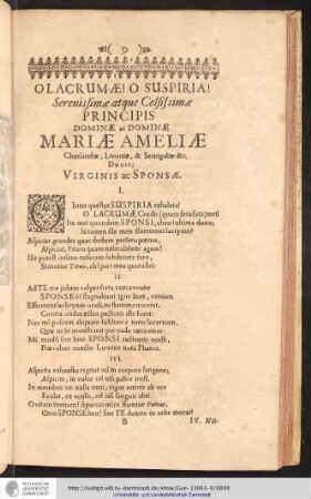 Serenissimae atque Celsissimae Principis Dominae ac Dominae Mariae Ameliae Chrulandiae, Livoniae, Semigaliae &c.