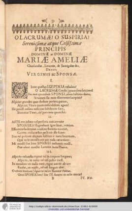 Serenissimae atque Celsissimae Principis Dominae ac Dominae Mariae Ameliae Chrulandiae, Livoniae, Semigaliae &c.
