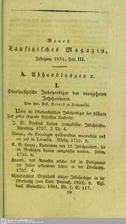 Oberlausitzische Jubelprediger des neunzehnten Jahrhunderts
