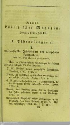 Oberlausitzische Jubelprediger des neunzehnten Jahrhunderts