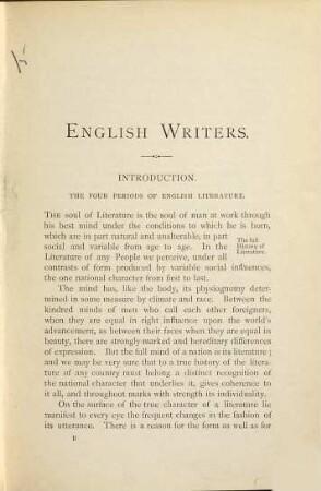 English writers : an attempt towards a history of English literature, 1