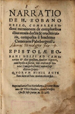 Narratio de H. Eobano Hesso