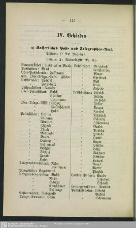 IV. Behördenverzeichnis : Behörden