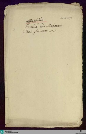 Omnia ad majorem Dei gloriam - Don Mus.Ms. 1478 : V (5), orch, org; F