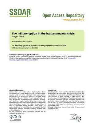 The military option in the Iranian nuclear crisis
