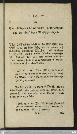 X. Vom thätigen Christenthume, dem Glauben und der christlichen Rechtschaffenheit