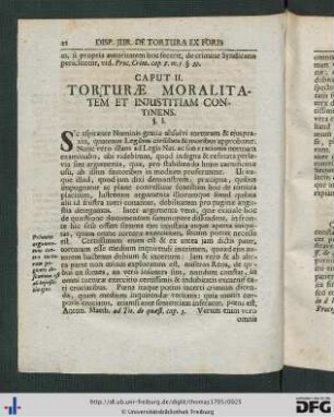 Caput II. Torturae Moralitatem Et Injustitiam Continens.