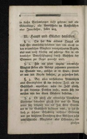 III. Haupt und Glieder derselben.