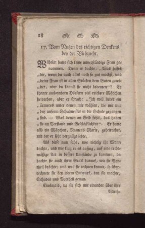 17. Vom Nutzen des richtigen Denkens bey der Viehzucht.