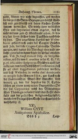 [XXI. William Cave Antiquitates Apostolicae – XXVIII. Neue Bücher]