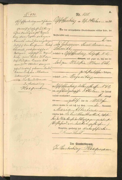 Standesamtsbuch der Stadt Aschaffenburg: Geburten 365/1900 - 184/1901