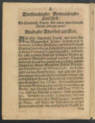 A. Durchlauchtigster Großmächtigster ChurFürst ...