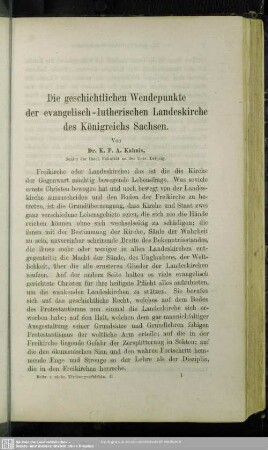 Die geschichtlichen Wendepunkte der evangelisch-lutherischen Landeskirche des Königreichs Sachsen