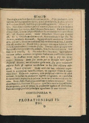 Controversia V. De Probationibus Fidei.