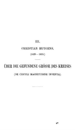 III. Christian Huygens.