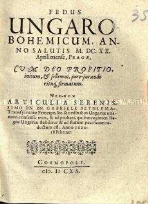 Ungarisch-Böhmischer Konföderationsvertrag von 1620