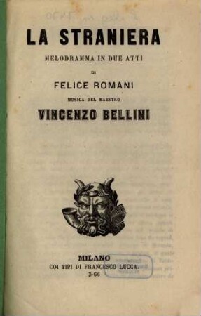 La straniera : melodramma in due atti