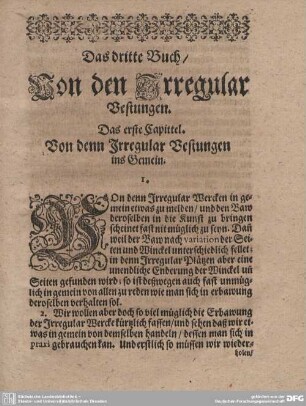 Das dritte Buch/ Von den Irregular Vestungen.