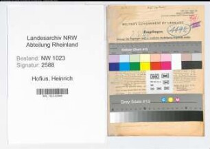 Entnazifizierung Heinrich Hofius , geb. 26.08.1889 (Arzt)