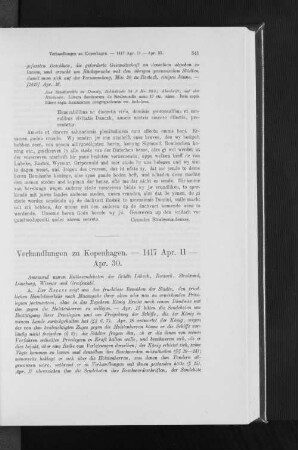 Verhandlungen zu Kopenhagen. - 1417 Apr. 11 - Apr. 30.