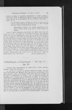 Verhandlungen zu Kopenhagen. - 1417 Apr. 11 - Apr. 30.