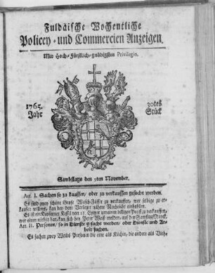 30tes Stück, Ausgabe vom 9. November 1765