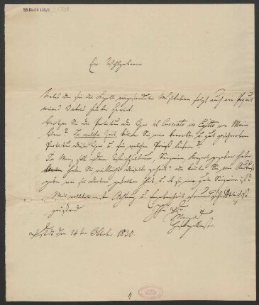 Brief an B. Schott's Söhne : 14.10.1830