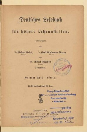 Theil 4 = (Tertia), [Schülerband]: [Theil 4 = (Tertia), [Schülerband]]